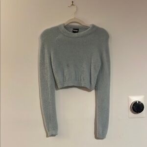 Fuzzy Blue Cropped Sweater